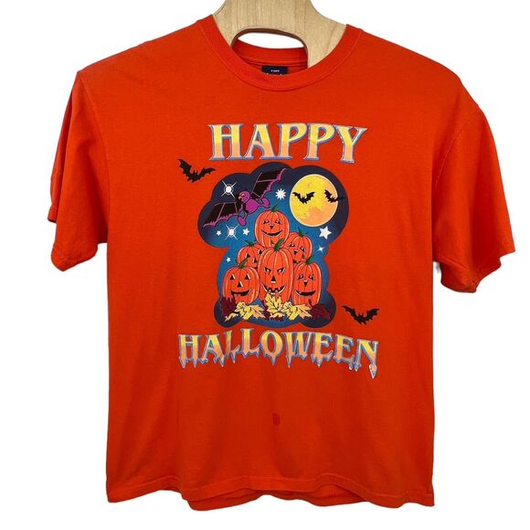 Freeze Tops - Vintage Freeze Happy Halloween Orange Tee Shirt Pumpkins Bats XL Flaw